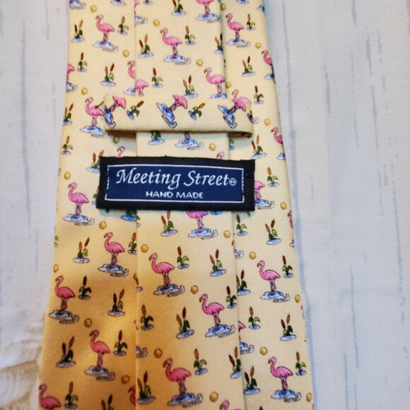 MEETING STREET MENS PINK FLAMINGO NECK TIE - Picture 3 of 3